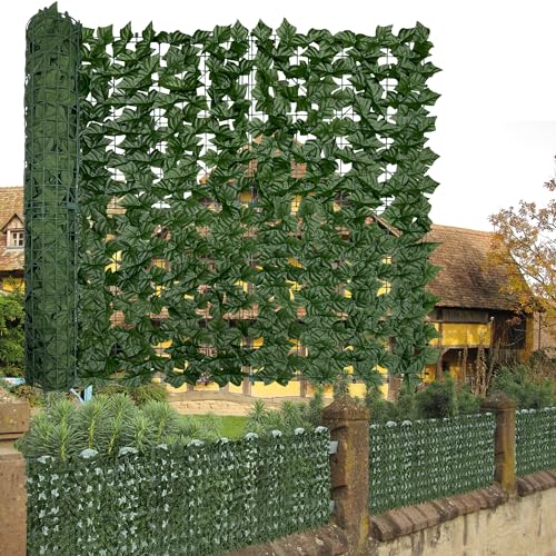 DOPGIB Artificial Ivy Privacy Fence Screen: 140'x 40'(39.2 SQFT) UV-Anti Faux Hedge Fence and Fake...