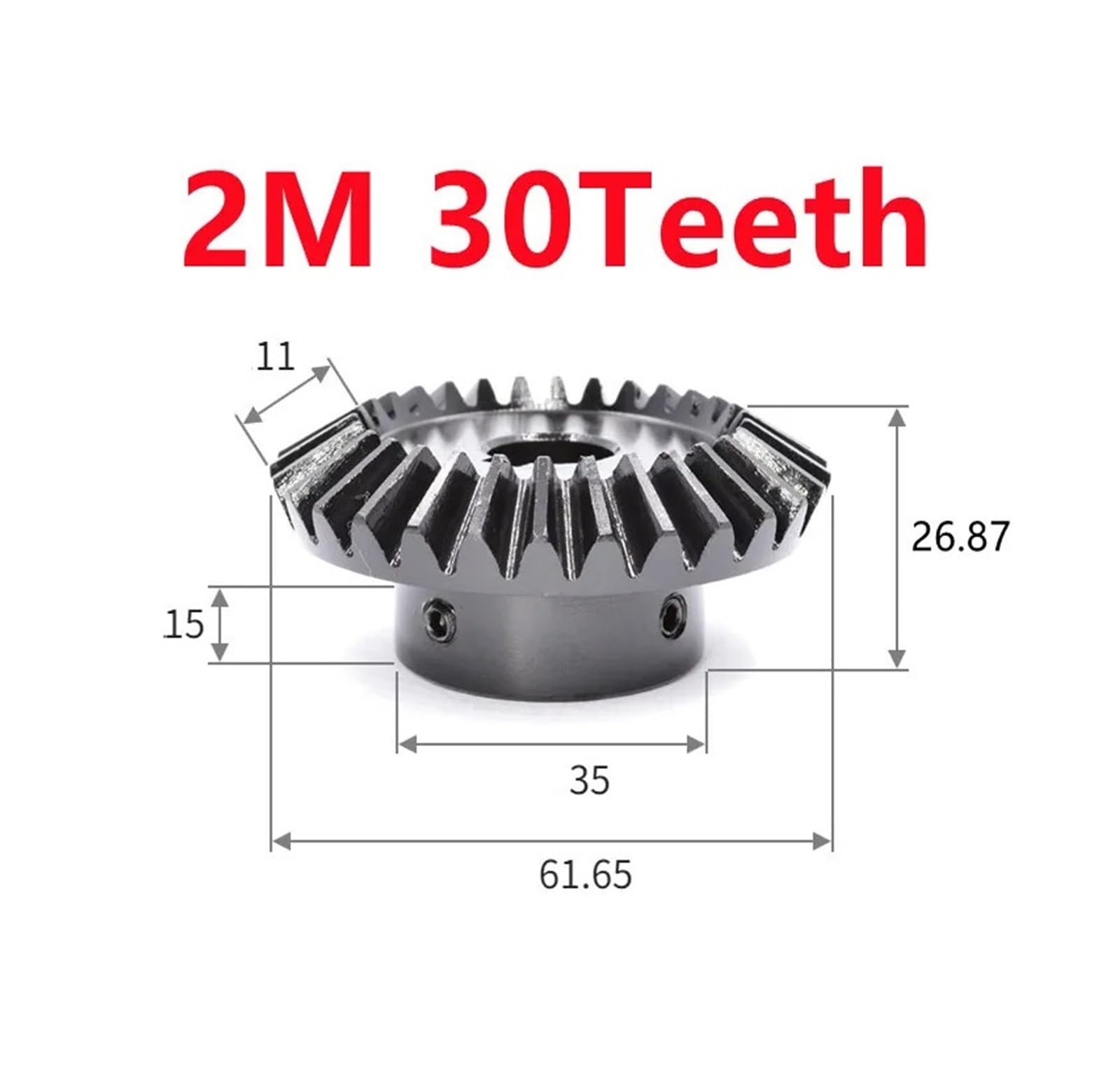 Bevel Gear Pinion Hardware Mechanical Bevel Gear 2M 30Teeth 45# Steel Inner Hole 14mm/15mm/16mm/18mm/20mm Gear 90 Degrees Meshing Angle Steel Gears Screw Hole M5(14mm)