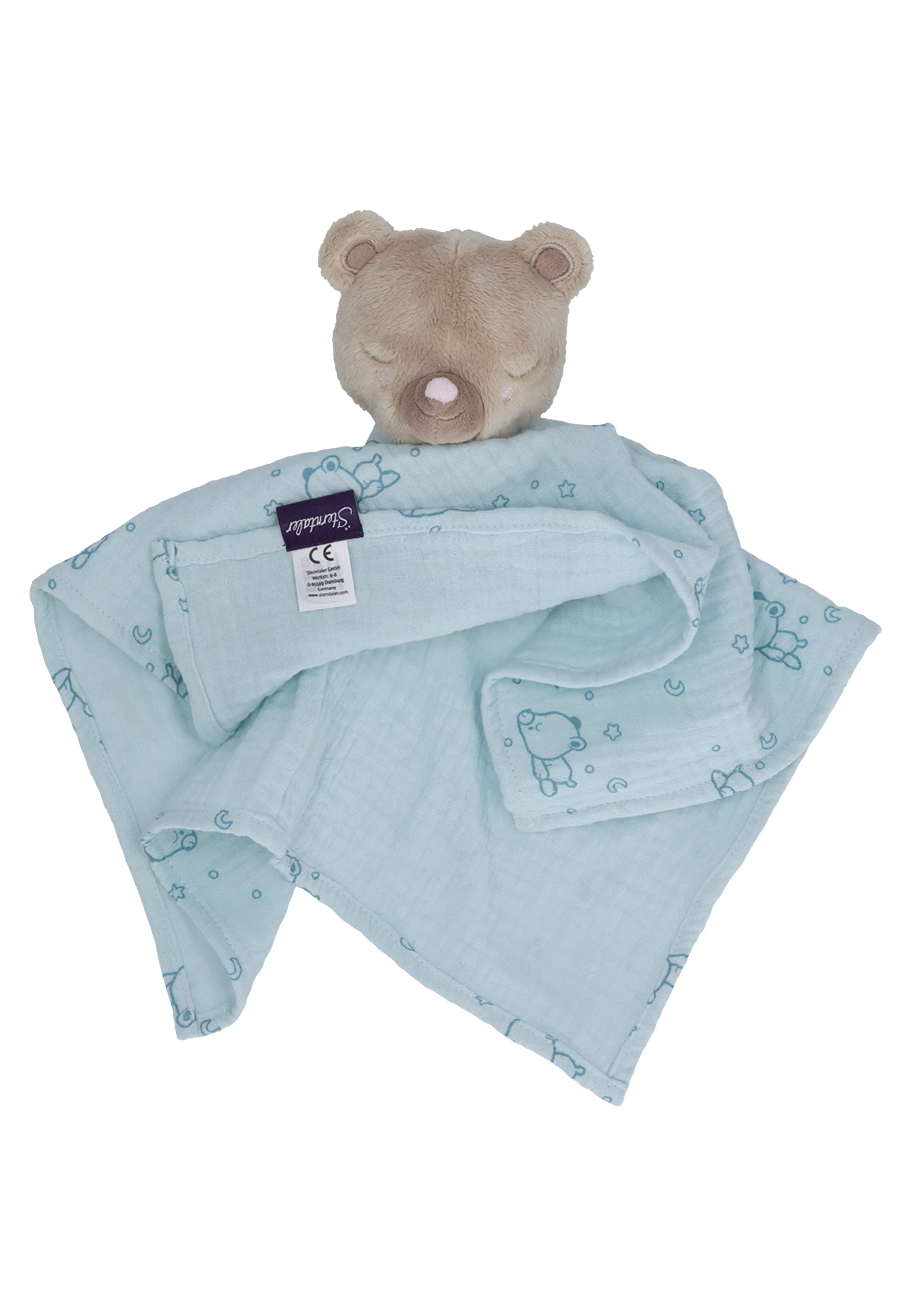 Sterntaler Baby Unisex Schmusetuch Kuscheltuch Kleiner Bär - Kuscheltuch Baby, Musselin Kuscheltuch, Schmusetuch - helltürkis