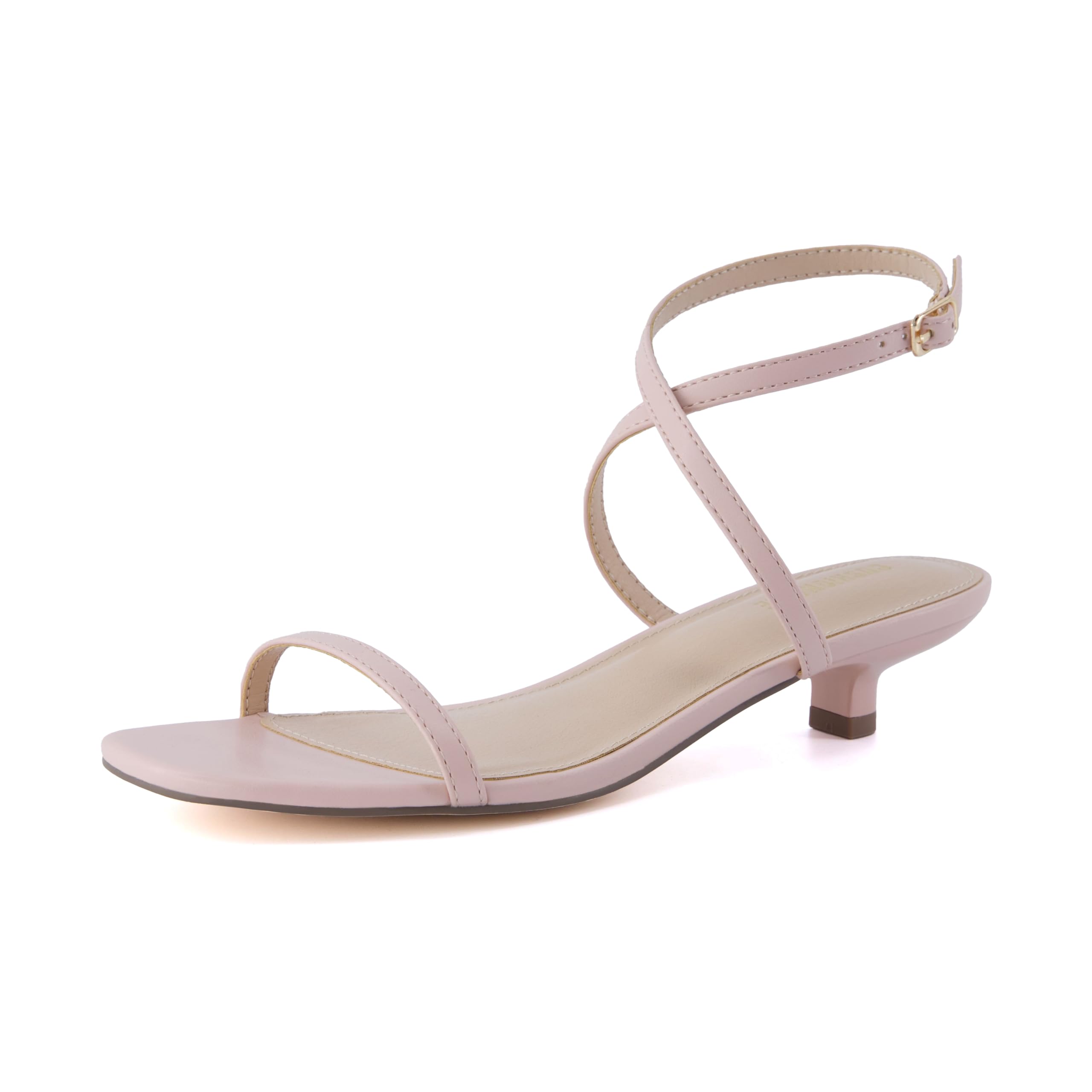 CUSHIONAIRE Sonata Women’s Ankle Wrap One Band Kitten Heel Sandal – Strappy Faux Leather Dress Shoe with Adjustable Buckle