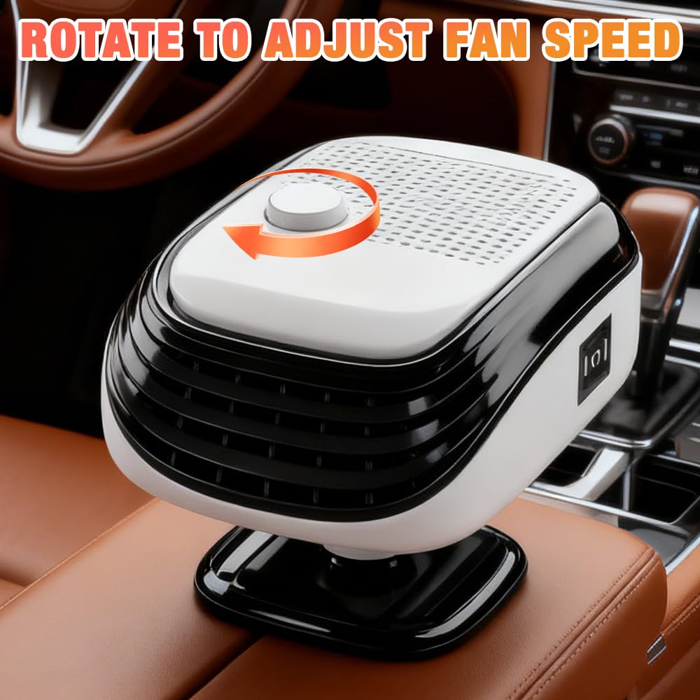 Auto Heizung 12V, 2 in 1 Heizlüfter Auto mit Windgeschwindigkeitsregelung, Tragbare Autoheizung 12v Zigarettenanzünder, Car Heater, Heizung für 12V Auto, LKWs, SUV, Van (Weiß)