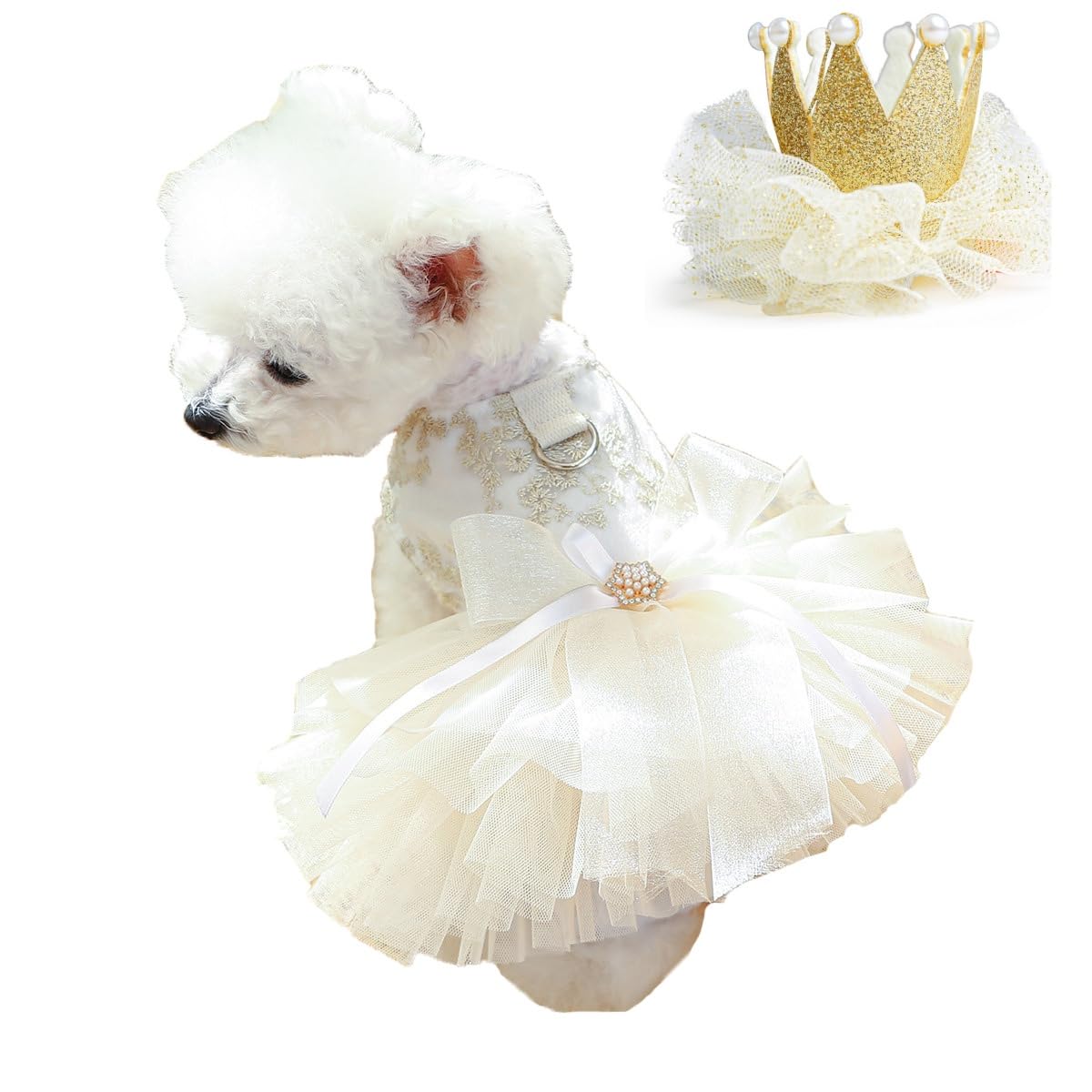 Small Dresses for Little Dogs Tutu Dress for Girl Dog Clothes Yorkie Outfits for Puppy Dog Dresses for Teacup Dogs S