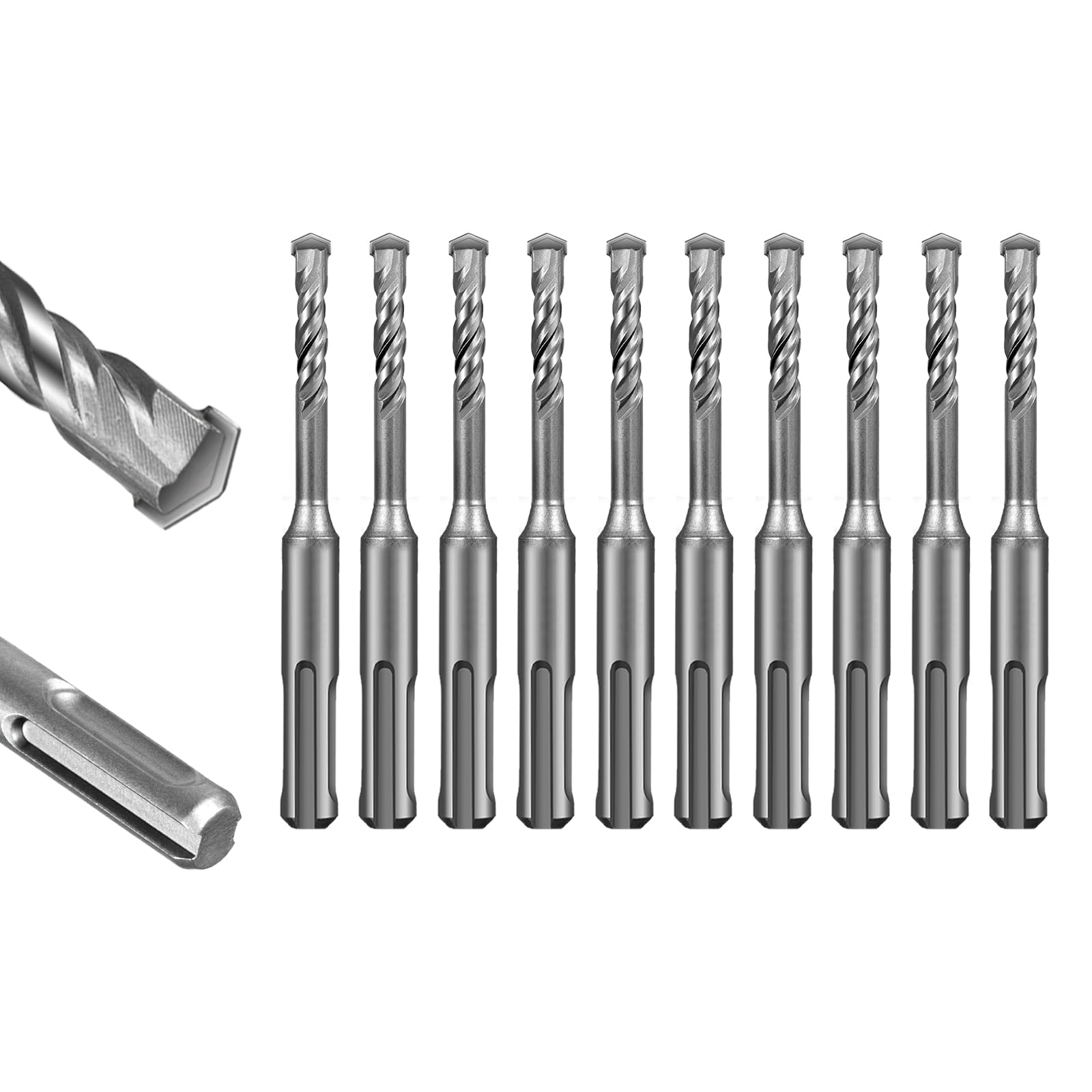 SALI Rotary Hammer Drill Bits 1/4"*4" 10 Pcs Rotary Hammer Drill Bits Concrete Masonry Hole Tool with Storage Case for Concrete, Stone, Brick
