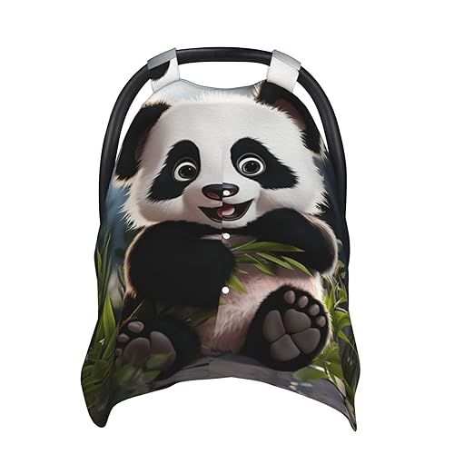 Baby Car Seat Canopy Cover for Mom, Soft Breathable Nursing Breastfeeding Covers Multi Use Stroller Sun Shade Newborn Shower GiftCute Animal Panda