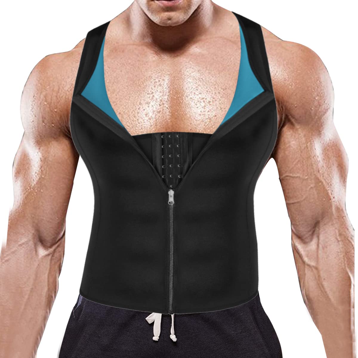RIBIKA Men Sweat Vest Neoprene Fat Burner Top Sauna Suit for Weight Loss Belly Workout Body Shaper