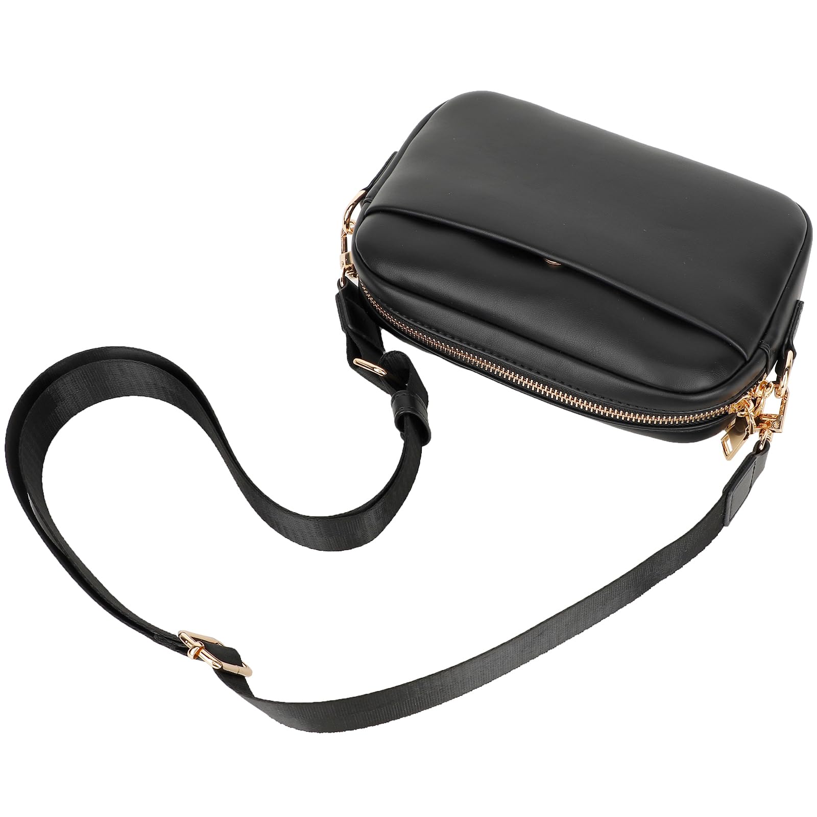 K·LORD Small Crossbody Bags for Women Vegan Leather cell phone Purses mini Shoulder Handbags with Wide Strap (Black)