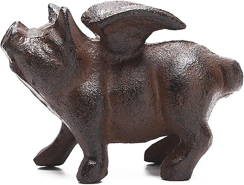 Estatua de cerdo volador de hierro fundido pisapapeles jardín oficina casa decoración colección animal estatuilla PTWQ008