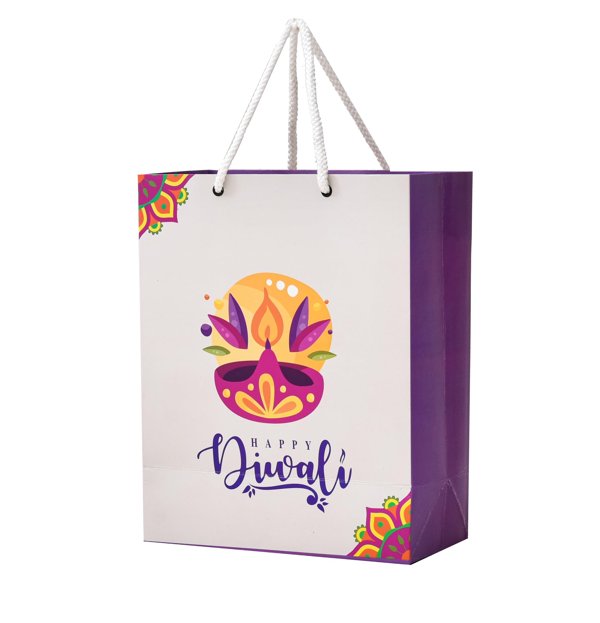 PPJ ® - HAPPY DEEWALI (1 DIYA RANGOLI) - PAPER CARRY BAG (10 PCS), 10 Inch X 8 Inch X 4 Inch for DIWALI RETURN GIFTS/DIWALI PAPER BAGS (Pack of 10)-image-40