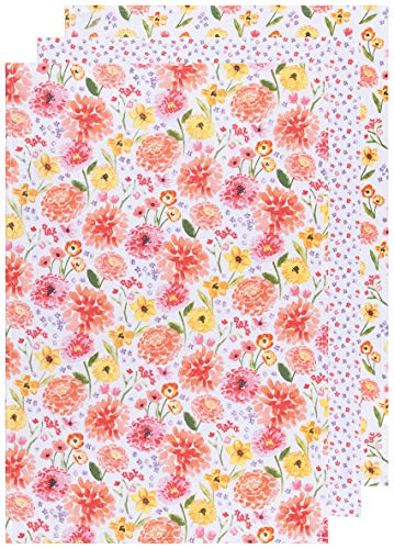 Image of Now Designs Floursack Kitchen Towels Quick Dry Cotton Hand Towel Set, 3 Count, Cottage Floral, 20 x 30 in
