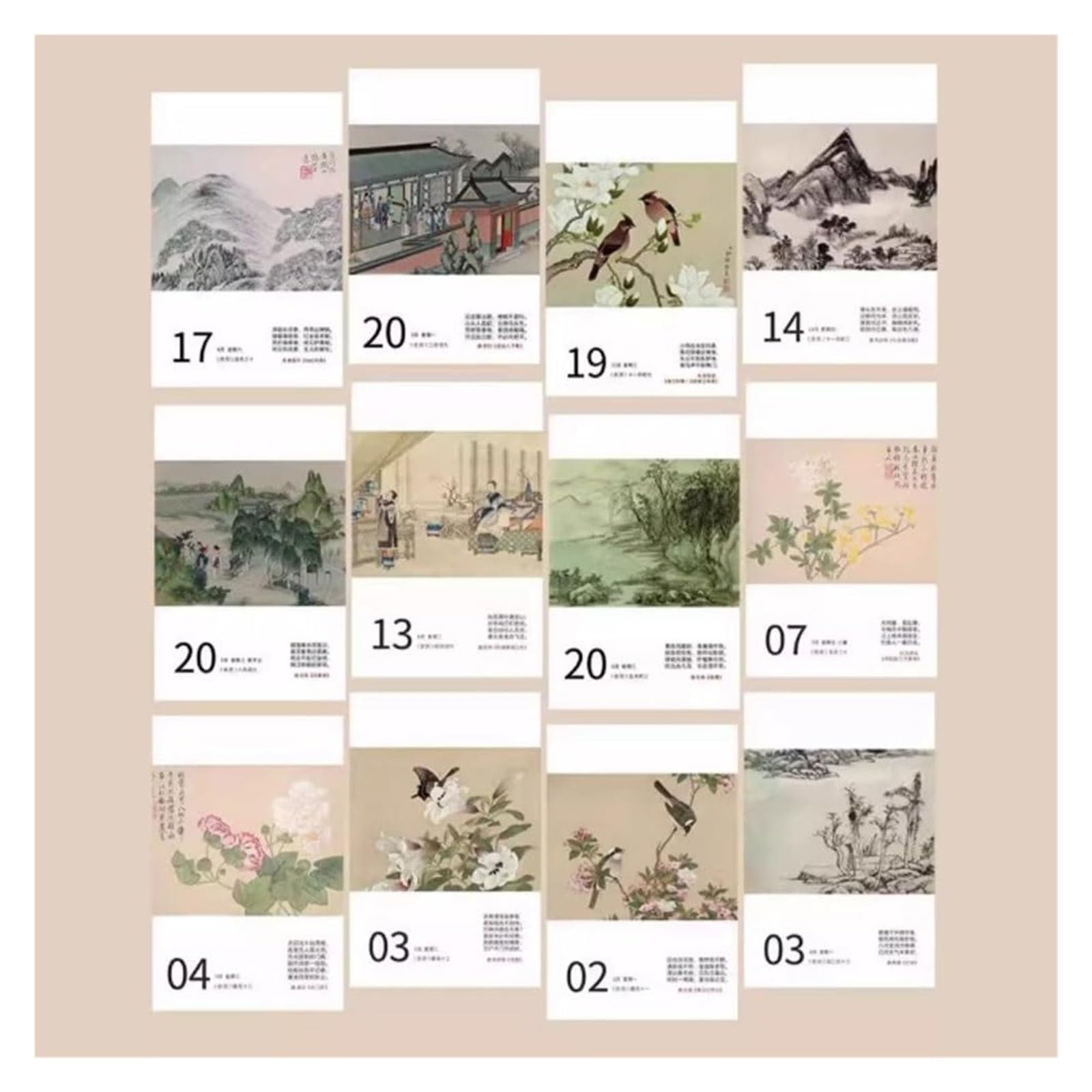 Tischkalender, Tischkalender 2025 im chinesischen Stil, 2025 Jahr der Schlange, Poesie- und Malkalender, Desktop-Ornament, kreativer Desktop-Kalender