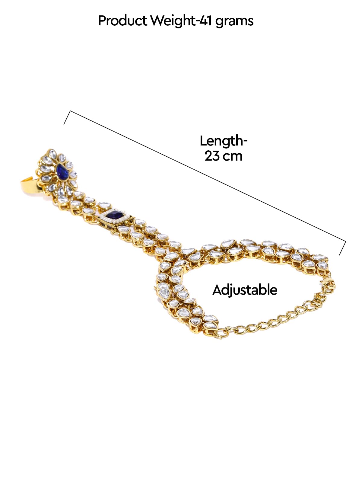 Women's Traditional Tone Kundan Ring Bracelet