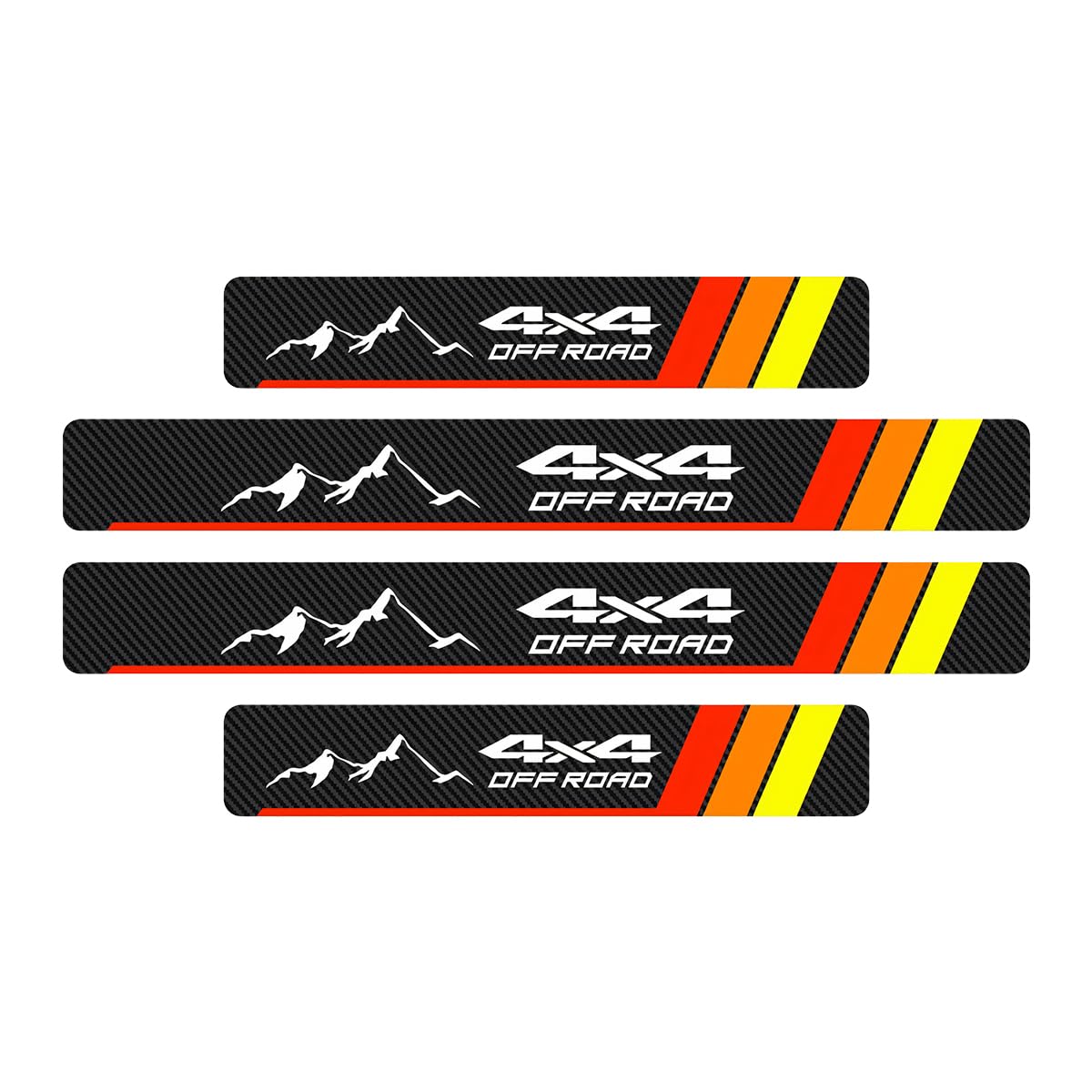 4PCS Tri-Color Door Sill Protectors, Anti-Scratch Carbon Fiber Entry Step Guard Sticker Decal, Universal Car Front/Rear Door Threshold Protection Stripe for Most Vehicles (Tricolor Off Road)
