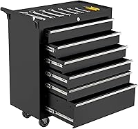 GAOMON 6-Drawer Rolling Tool Chest with Lockable Wheels, Ball-Bearing Slides & Central Lock - Garage Workshop Organizer