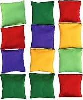 12-Pack 2-Inch Nylon Bean Bags for Bean Bag Toss - Colorful Cornhole Bags for Kids, Family, Outdoor Carnival Games
