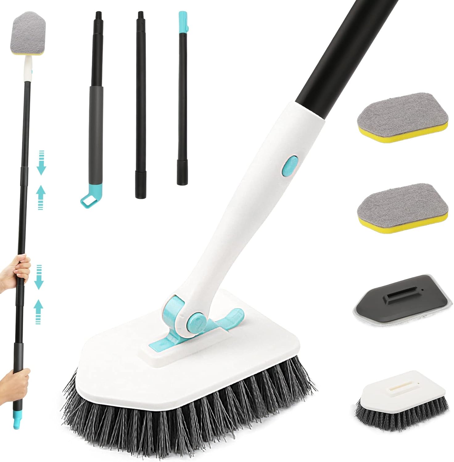 Canvint Bathroom Shower Cleaning Brush, Scrubbing Brush with 51'' Long