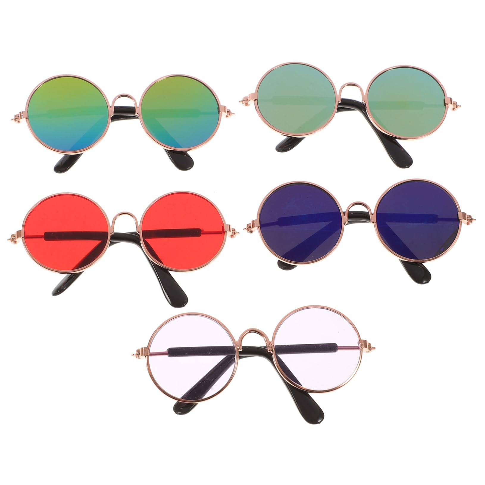 Levemolo Fashionable Pet Glasses Set 5pcs Small Dog Cat Sunglasses Uv Protection Photo Accessory