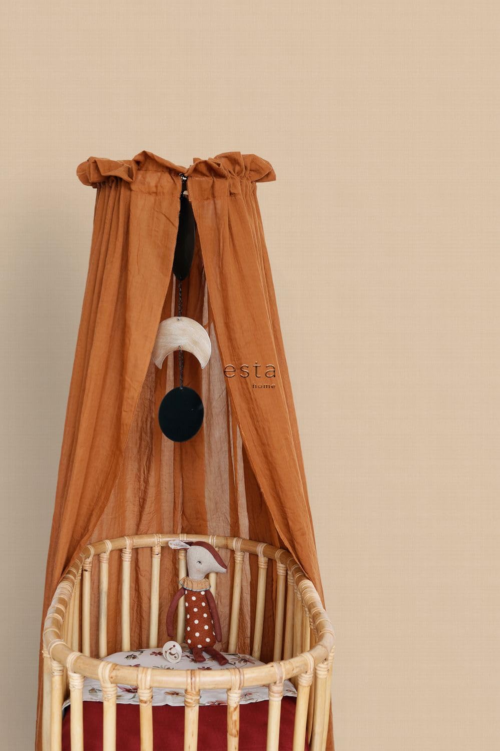 ESTAhome Tapeta lniana tekstura ciepły beż 53 cm x 10.05 m