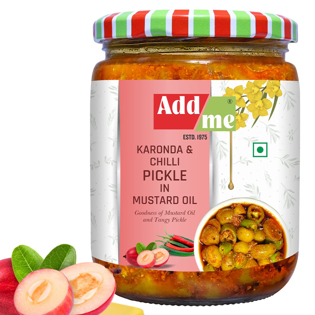 Add me Mix Pickle of Karonda and Chilli in Mustard Oil 500g Mirchi AUR karonde ka achar Glass Pack