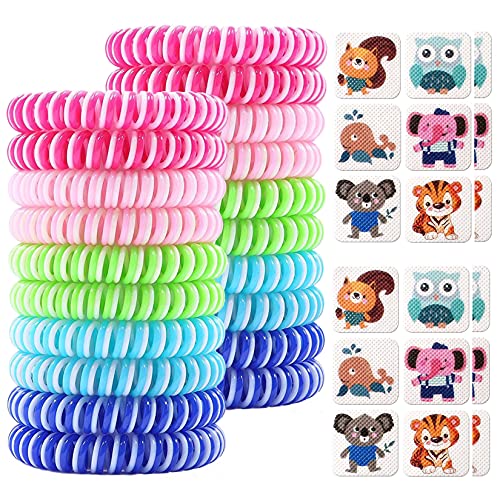 Mosquito Repellent Bracelets 20 Pack Reusable Mosquito Repellent Bands for Kids Adults Mosquito Repellent Wristbands Last Up to 350Hrs with 24 Pcs Stickers