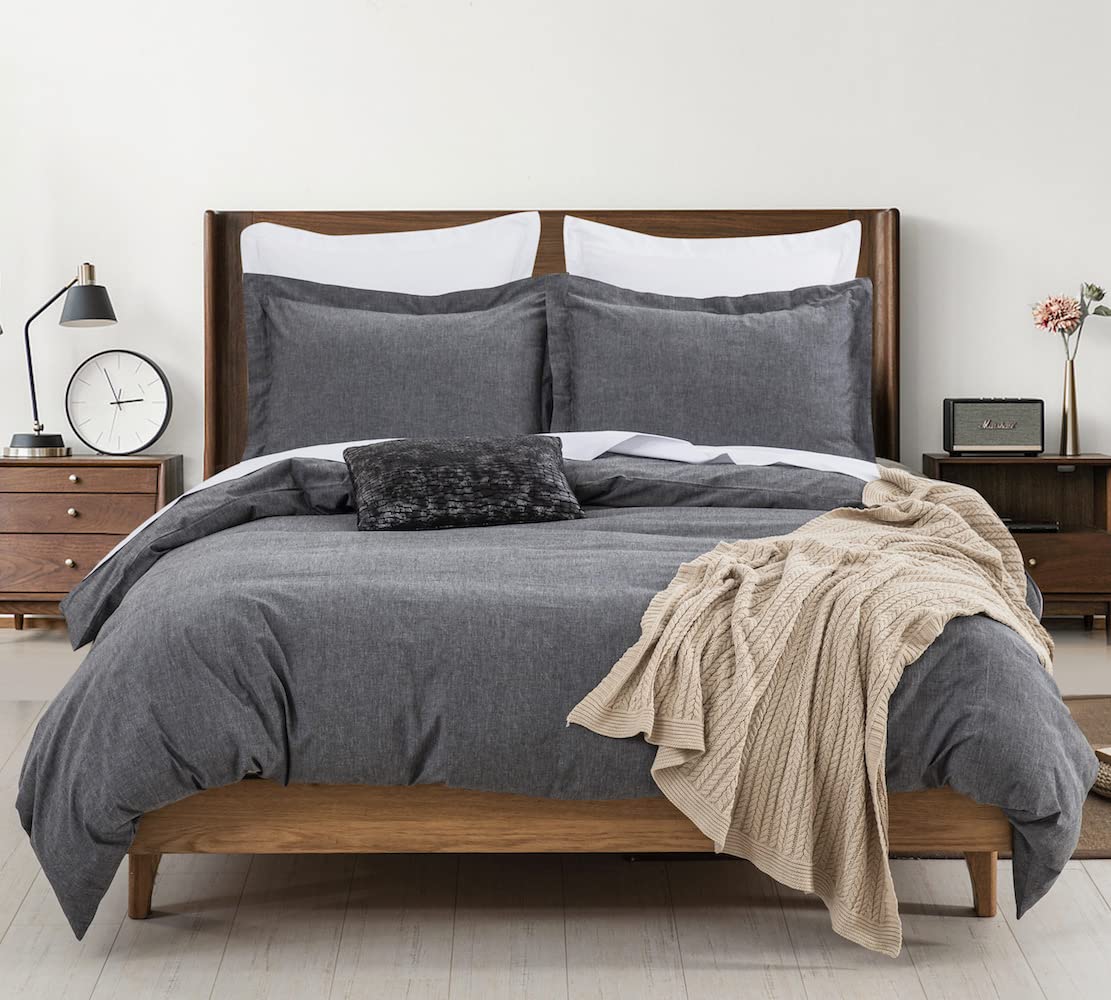 Photo 1 of DAUAOTO Charcoal Cotton Duvet Cover Set Full Size