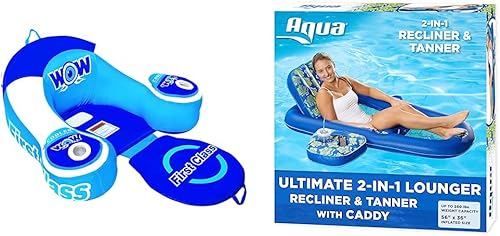 WOW World of Watersports First Class Lounge - Flotador inflable para 1 persona y Aqua Campania Ultimate 2 en 1 - Flotador de piscina - Extra grande