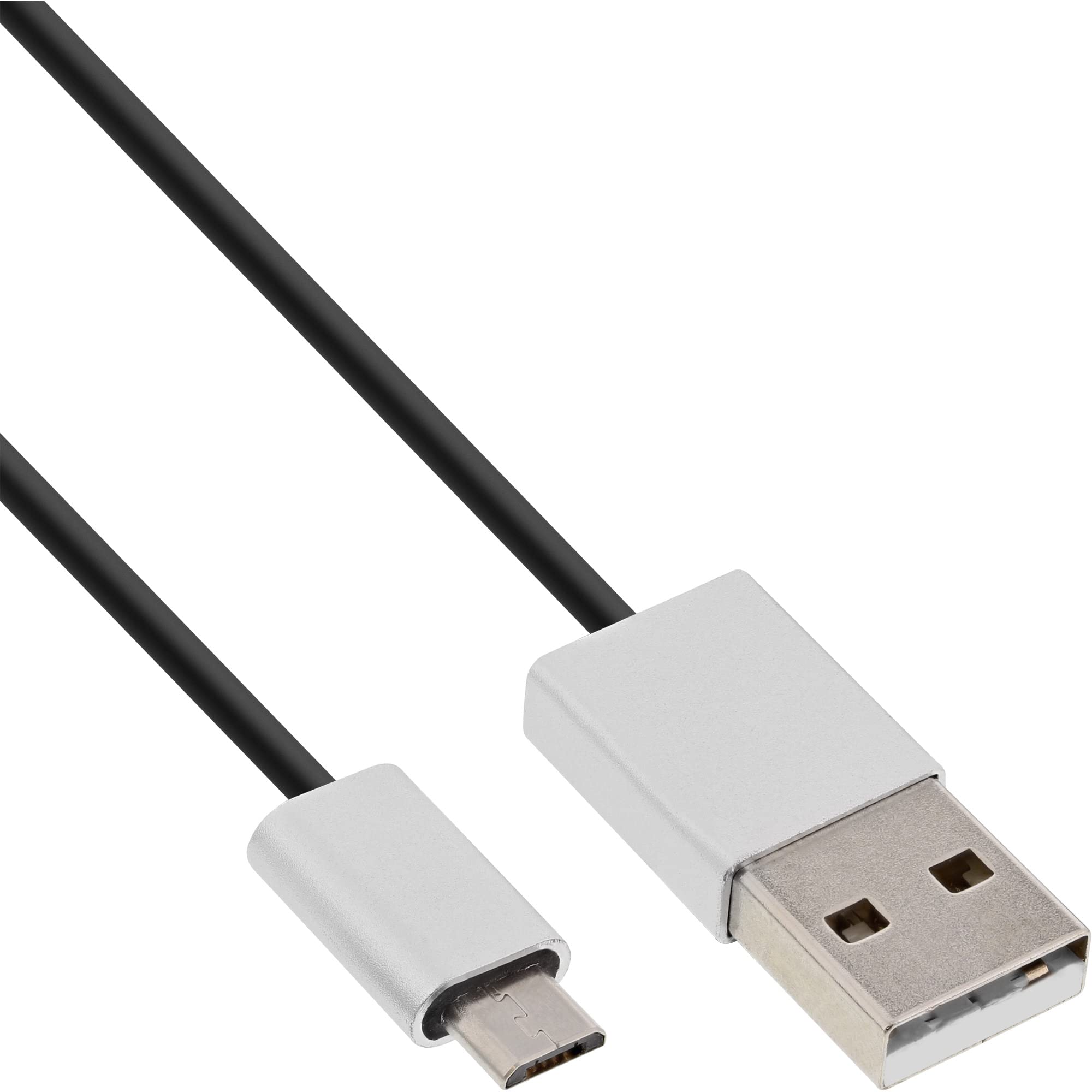 InLine® 31720I Micro-USB 2.0 cable, USB-A plug to Micro-B plug/Aluminium/2 M Black