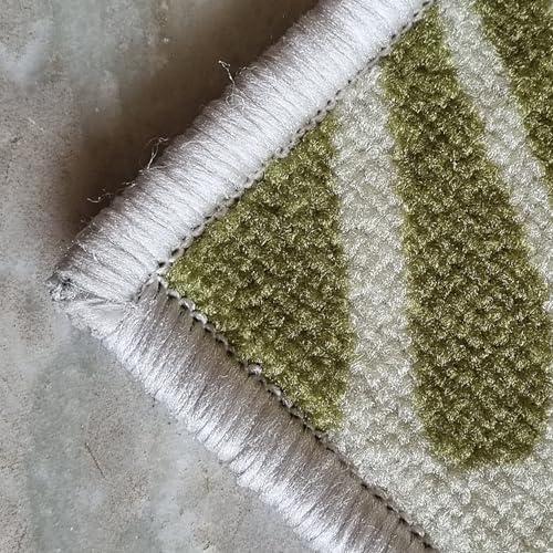 Image of Matz&More Floral Pattern Runner Carpet Set | 2 Piece Anti-Slip Nylon Floor Mat 50 x 120 cm Runner & 40 x 60 cm Mat | Washable Low Pile Indoor Rug for Kitchen, Bedroom, Bathroom & Entrance | Green