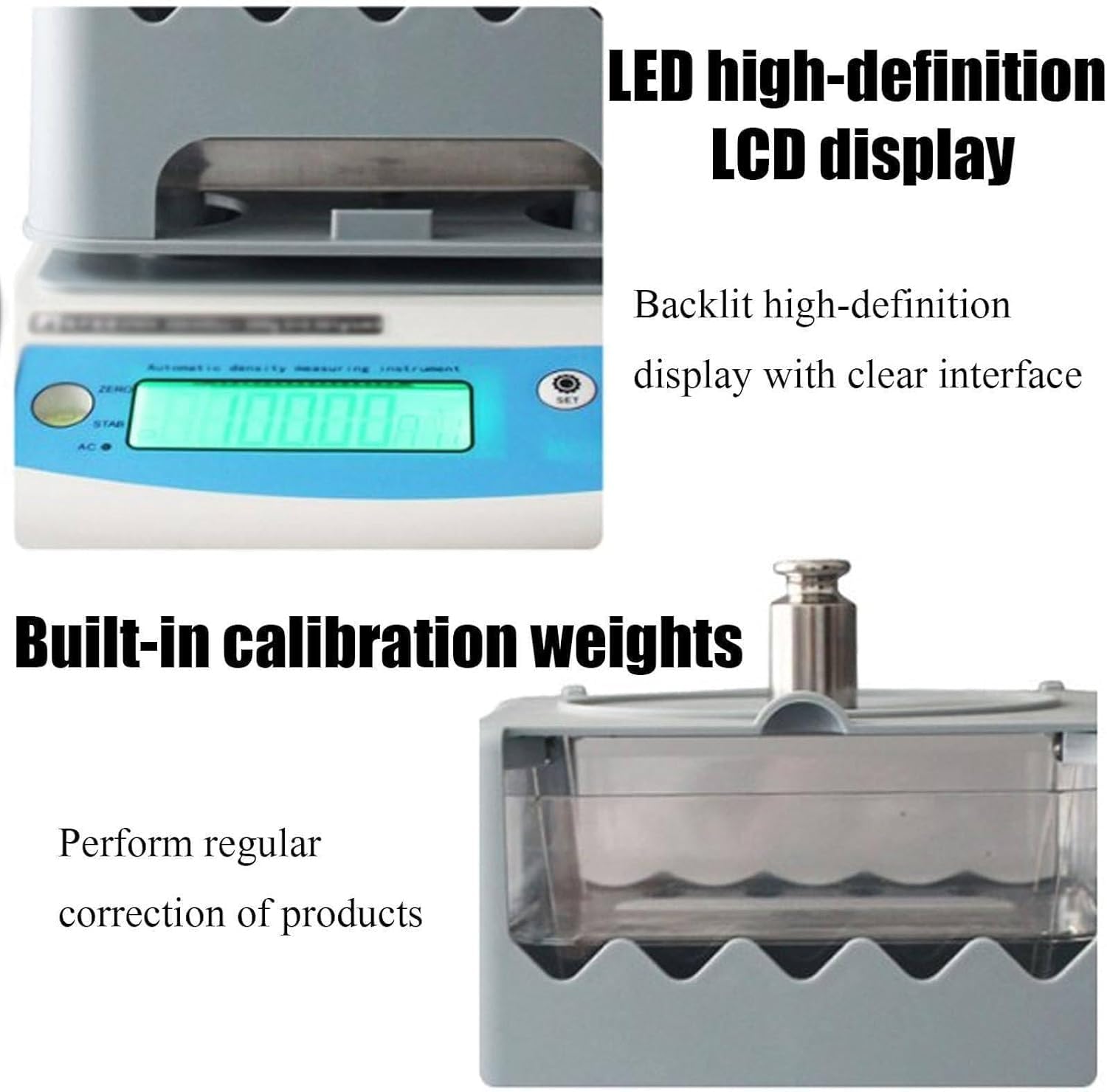 Densimetro digitale ad alta precisione, tester di densità solida del ³ di 0.001g/cm con display LCD per plastica e granuli di gomma, attrezzatura industriale di laboratorio