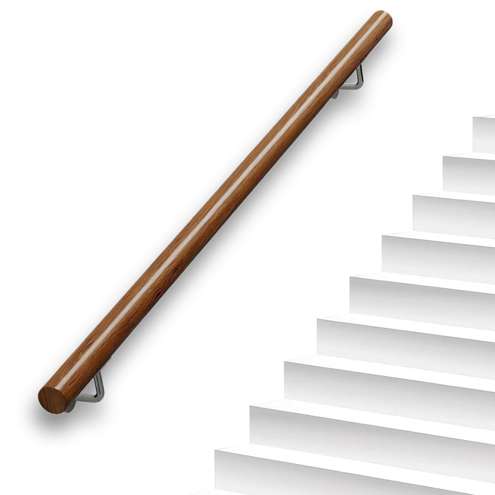 DMCHENGMA Solid Wood Staircase Banister, 80cm/90cm/1m/1.1m/1.2m/1.5m Round Hand Rail for Indoor Outdoor Daily Use(8.2ft/250cm)