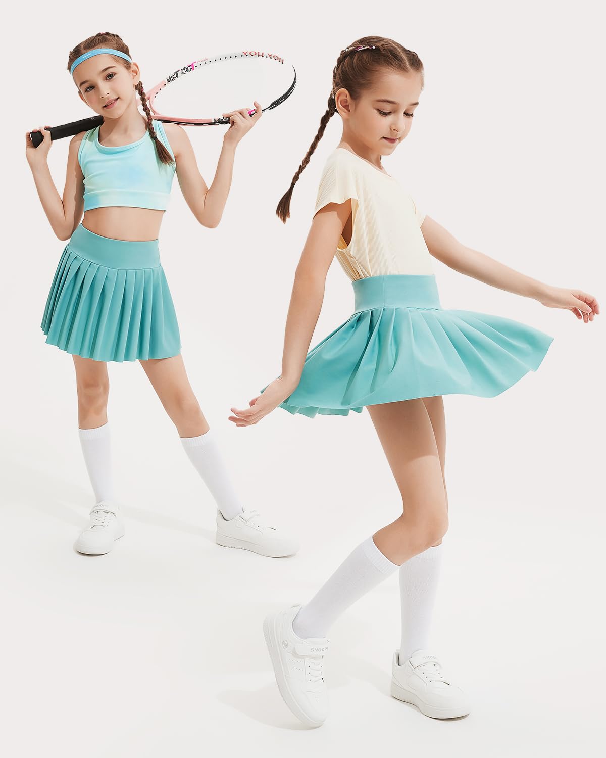 BebreezChic Mädchen Rock A Linie Plissierter mit Innenshorts für Schule, Freizeit und Party