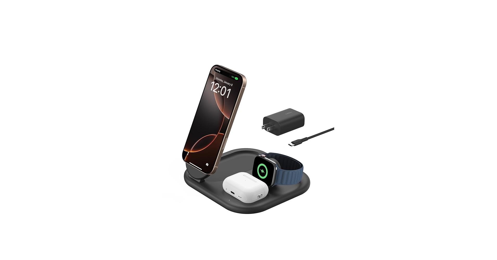 哲平様Belkin 3in1 wireless charging WIZ009 Amazon.com: Belkin 3-in-1 MagSafe-Compatible iPhone Charger