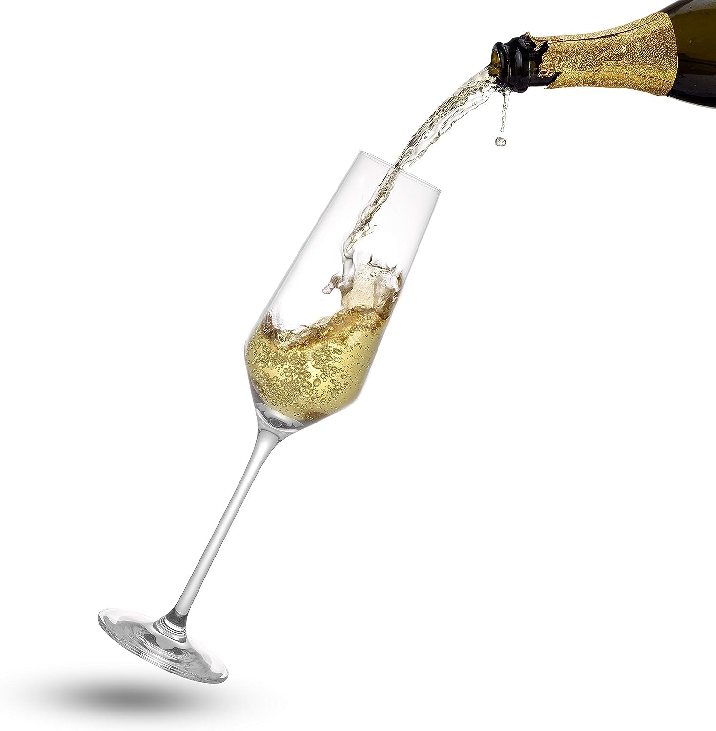 BINZO Long Champagne Glasses, Set of 2, 250 ml, Elegant Champagne Flute Glass, Slim Glasses Ideal for Wine, Champagnes, Home Bar, Special Occasions, Pack of (2) 3