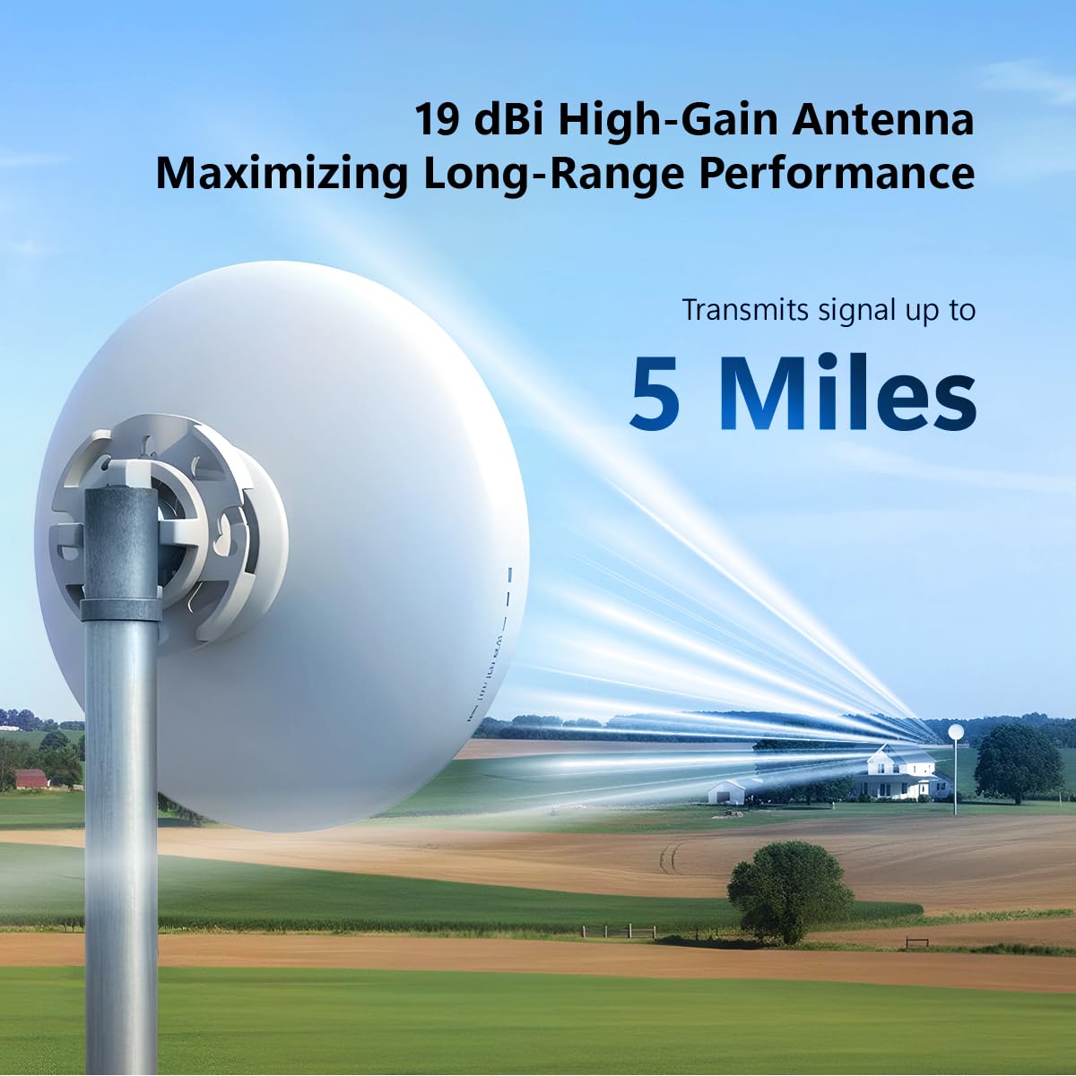 EnGenius EnStation6 Wi-Fi 6 Bridge 5GHz 1200 Mbps 2x2 MIMO 19 dBi Antenna 26 dBm IP55 Point-to-Point 18 km Porta Gigabit Resistente alle Intemperie