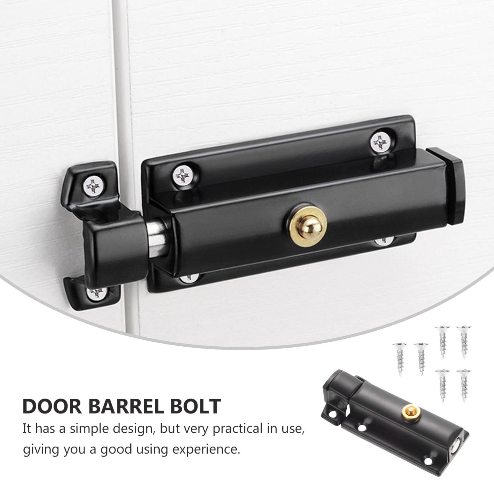 jojofuny 6pièces Loquet à Ressort Inoxydable Verrou De Porte Coulissant Système De Sécurité Pratique Avec Vis Finition Mat