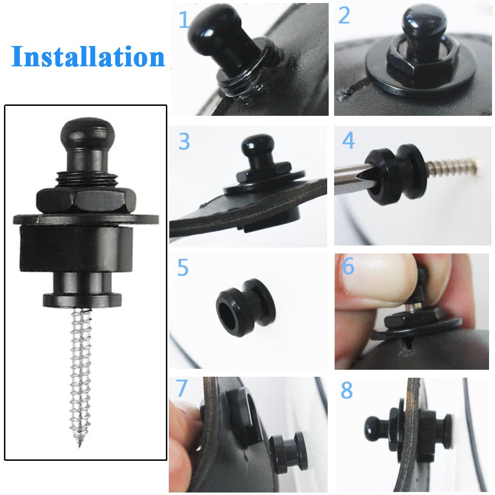 Lot 4 Serrures Sangle Guitare Métal Doré - Strap Locks Antidérapants Pour Guitare Basse