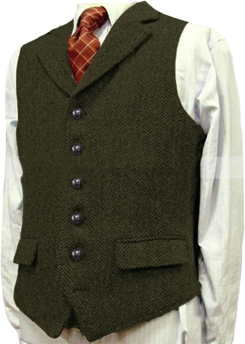 Men's Wool Slim Fit Gentleman Business Waistcoat Blazer For Wedding Groom