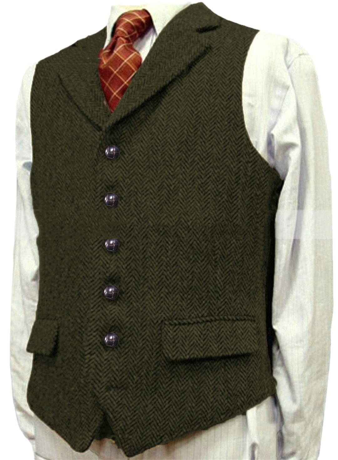 Men's Wool Slim Fit Gentleman Business Waistcoat Blazer For Wedding Groom