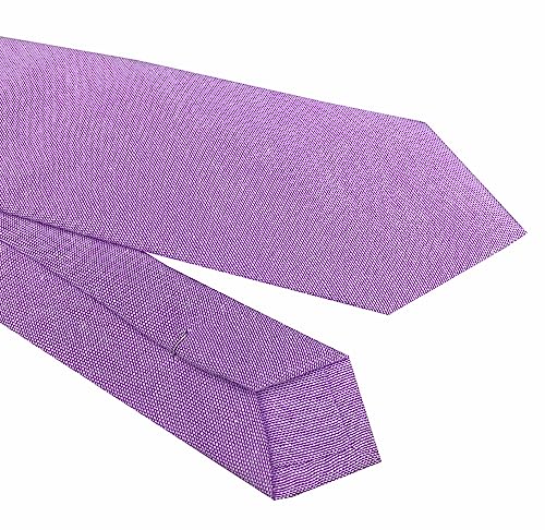Image of Elfeves Men's Skinny Solid Color Tie Causal Cotton Linen Narrow Slim cut Necktie