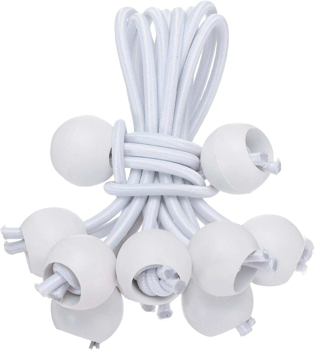 HARFINGTON 10Pcs 12" Heavy Duty Bungee Cords with Balls for Tent Camping Cargo Holding Wire and Hoses, White