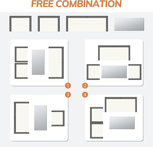 Miniatura 9 de Juego de muebles de patio de 4 piezas, juego de conversación de mimbre para exteriores, sofá modular de ratán con mesa de centro de cristal y cojín