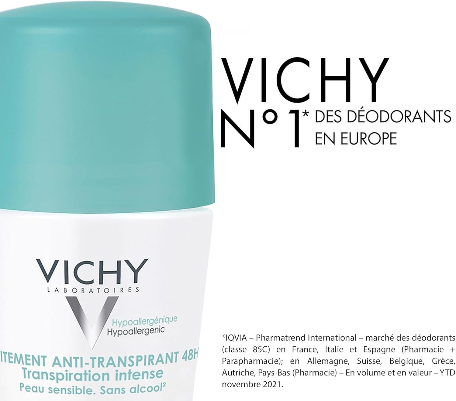 Vichy - Antitranspirant Deodorant 48h 50ml, Frisch (Packung mit 5)
