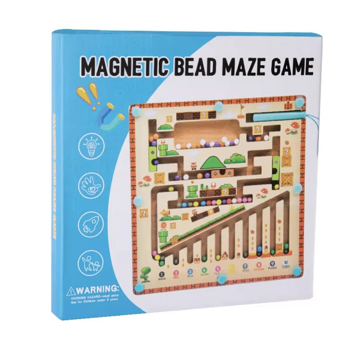 Magnetic Colour & Number Bead Maze, Wooden Montessori Puzzle Board Toy for Toddlers Ages 3+ - Image 4