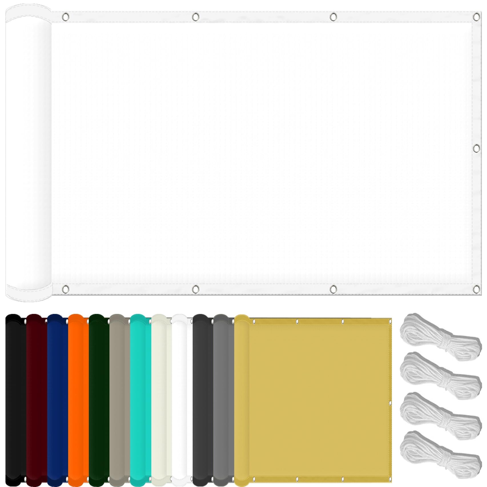 Żagiel Przeciwsłoneczny Ogrodowy 210 x 380 cm 98% Odporności Na Promieniowanie Uv, Wiatroszczelność, Wodoodporność, Zadaszenie Płócienne Kątowe, Na Zewnątrz, Do Ogrodu, Biały