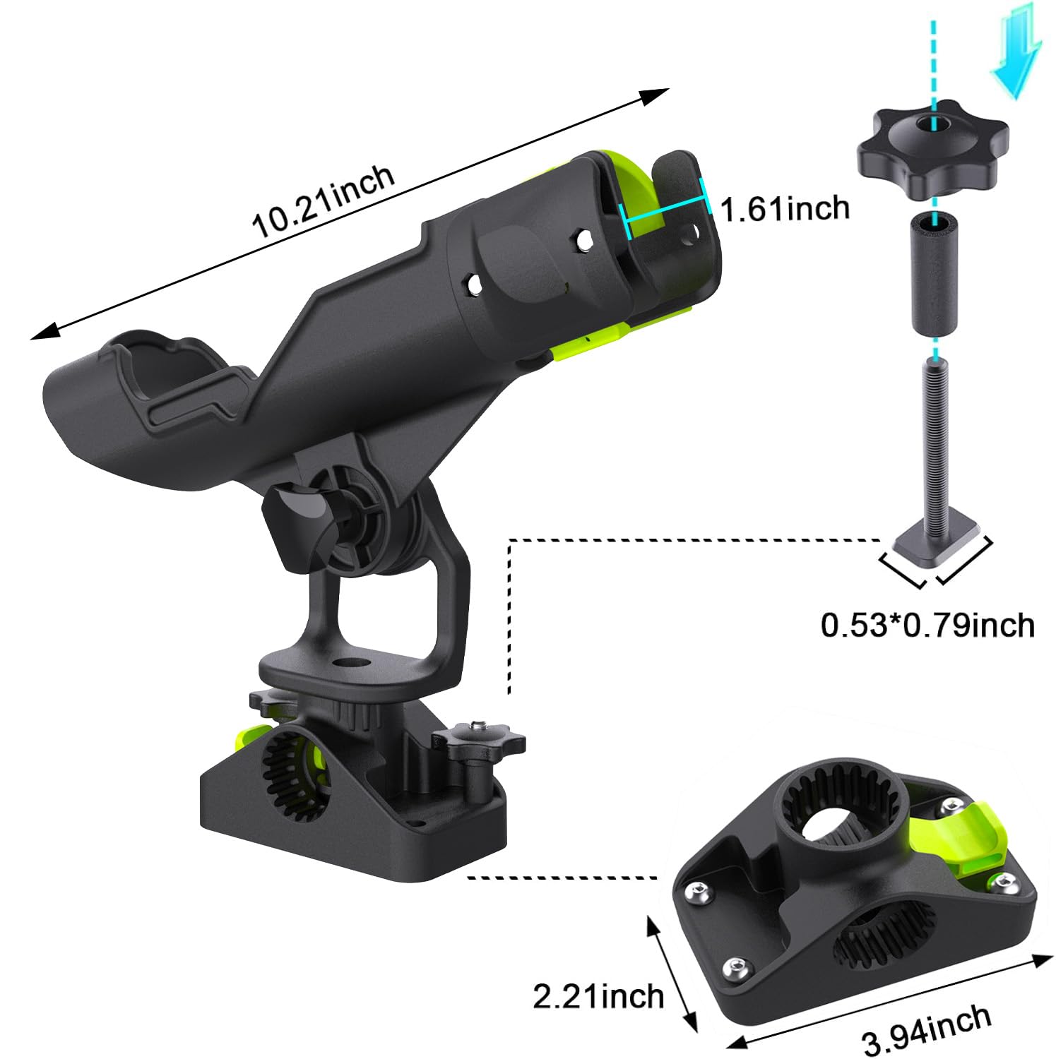 Fishing Rod Holders for Boat, Fishing Boat Rod Holder with Track Mount, Rod Rack for Kayak Track System, 360 Degree Adjustable Fishing Pole Holders 2Pack : Sports & Outdoors