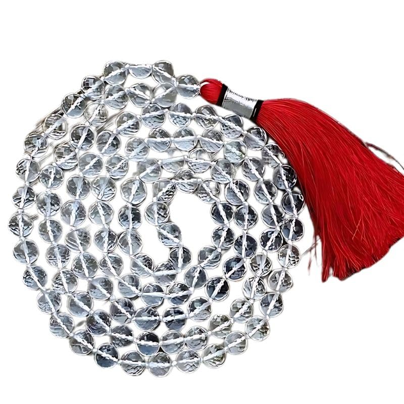 DevLink Grade AAA Diamond Cut Spadigam Malai Sphatik Clear Quartz Mala - Natural Crystal Quartz 108 Bead Gemstone Mala Necklace with Knotted Tassel for Meditation and Yoga (5 MM) (B0D9BD94RX) Amazon Price History, Amazon Price Tracker