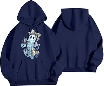 Halloween Hoodies for Women 2025 Fall Fashion Long Sleeve Cute Ghost Graphic Lightweight Hoodie with Pockets