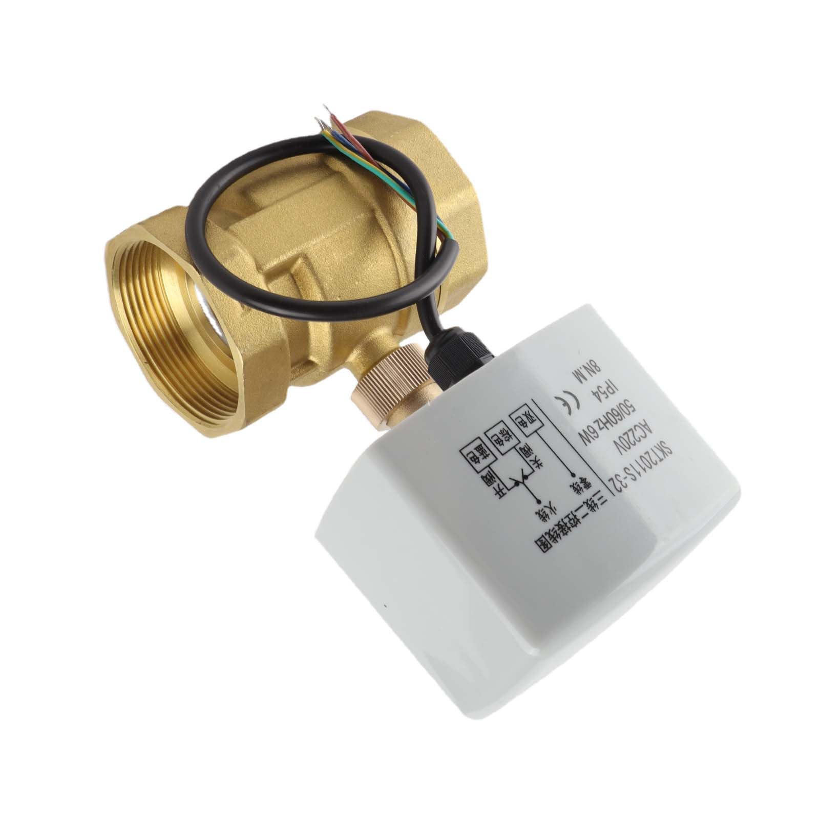 Valvola a Sfera Motorizzata 2 Pollici DN50, AC 220V Valvola a Sfera Motorizzata Elettrica in Ottone a 2 Vie a 3 Fili per Riscaldamento/Ventilazione/Condizionamento/Refrigerazione/ecc.