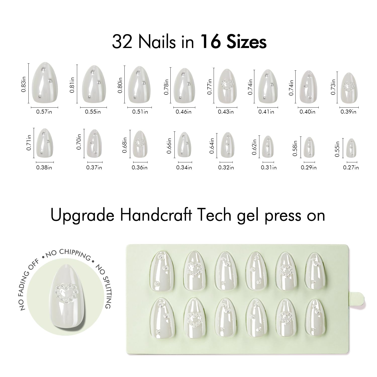 VSALON Press on Nails Short Almond - Dark Purpule Blue Cat Eye Sparkle Ribbon Design Halloween Nails for Women, Reusable Opaque Gel Chrome Glue on Nails with Glue & Cuticle Oil - 32 PCS in 16 Sizes: B1-Starry Dots