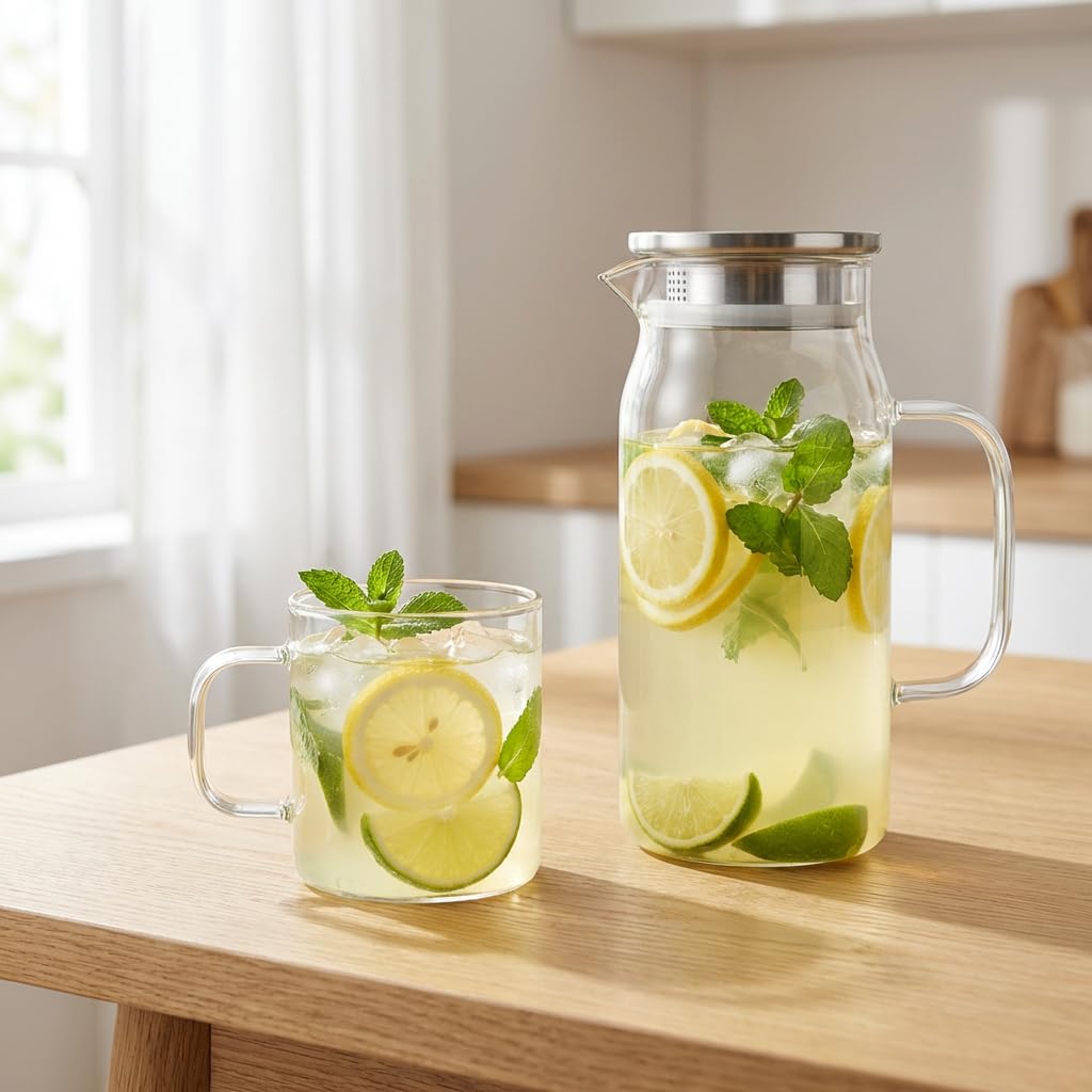 Wilmax | Teegläser mit Henkel & Kaffeegläser | Thermogläser 6er-Set | 400 ml | Gläser für Heiß- und Kaltgetränke | Kaffeebecher | Teetassen | Saftgläser | Glastassen | Spülmaschinenfest