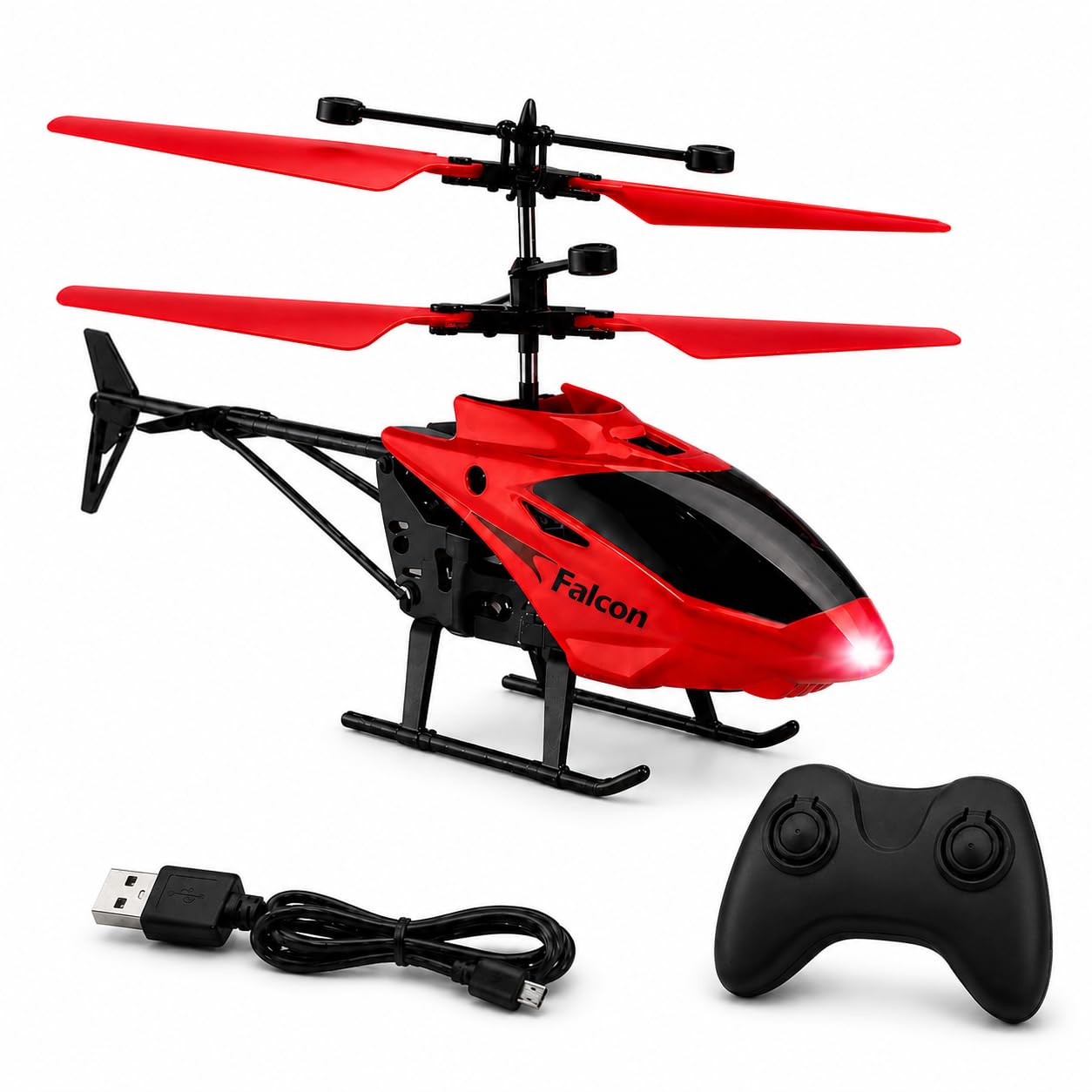Toy Helicopter Gravity Sensor for Boys/Kids Age 5 + Years, Indoor Palm Sensing Helicopter, 750 RPM, Rechargeable Helicopter with LED Lights (Red Black Remote)-image-1